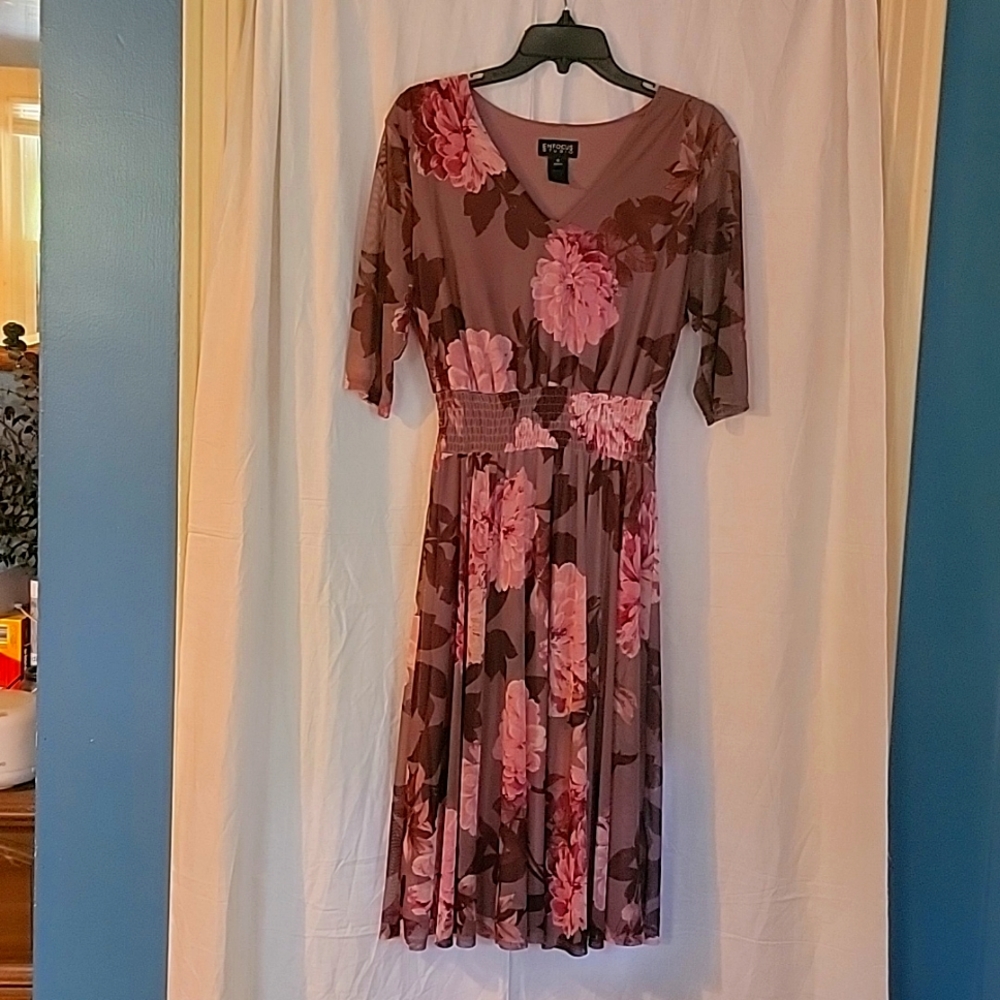 Enfocus Studio women's floral midi dress, pink, size 12